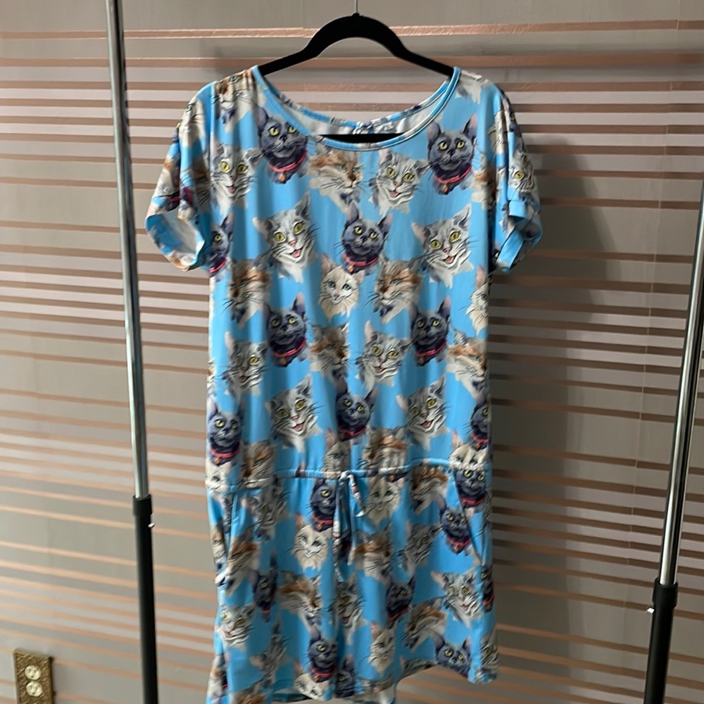 Blue Cat Print Jumpsuit